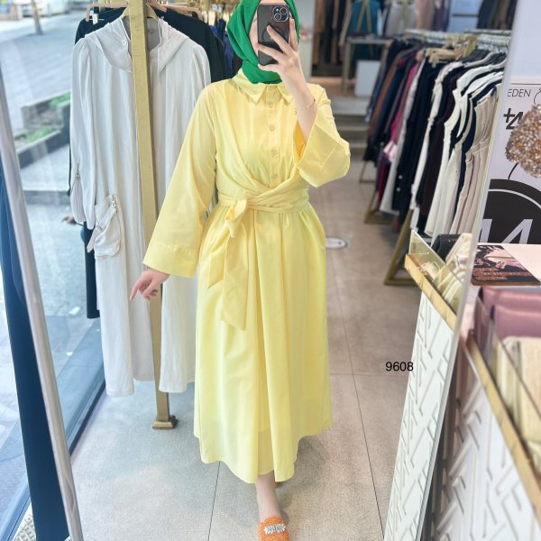 9608 Bel Bağlamalı Elbise - Görsel 4