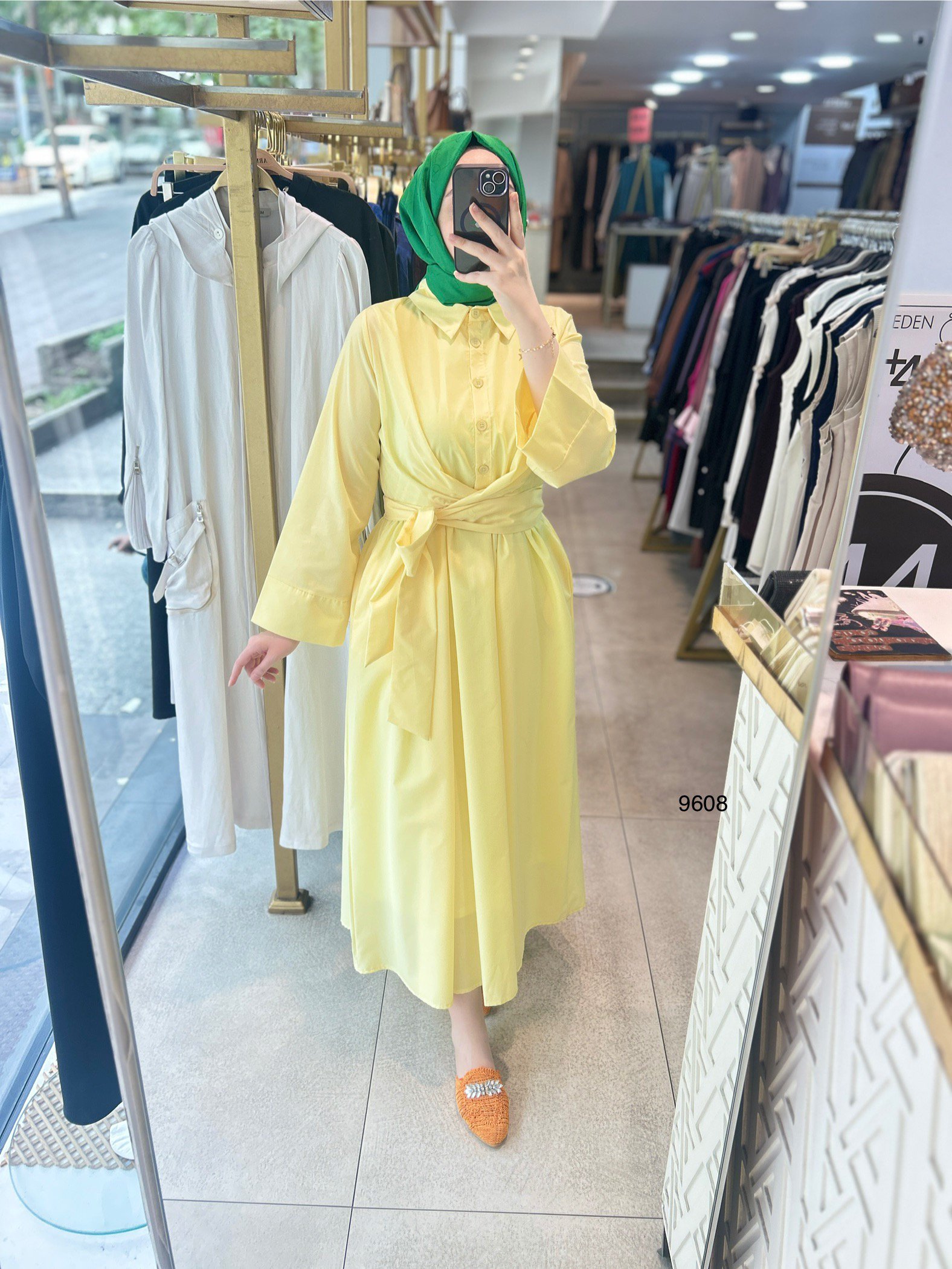 9608 Bel Bağlamalı Elbise - Görsel 4