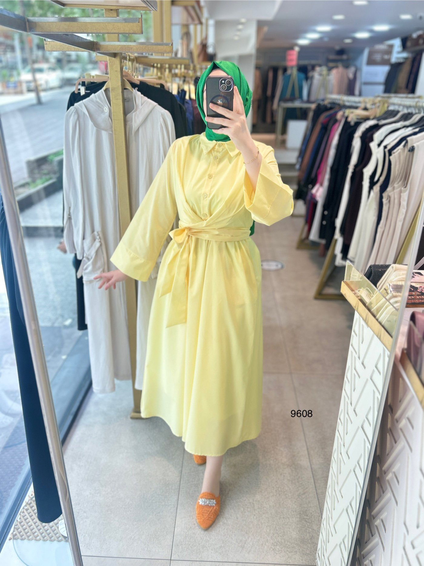 9608 Bel Bağlamalı Elbise