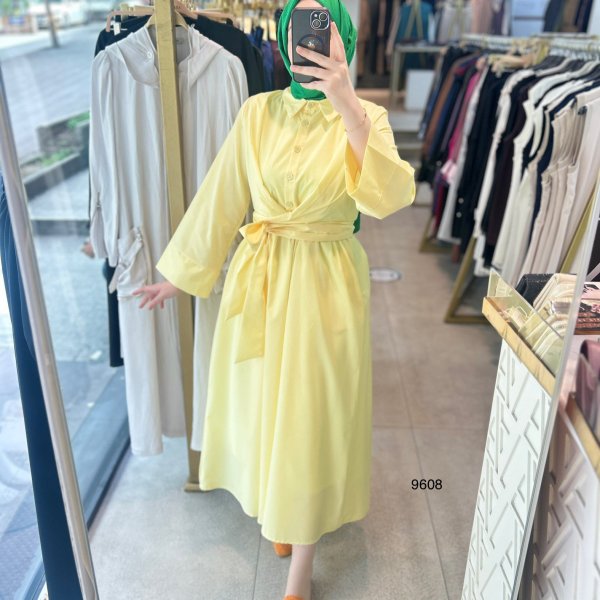 9608 Bel Bağlamalı Elbise - Görsel 3