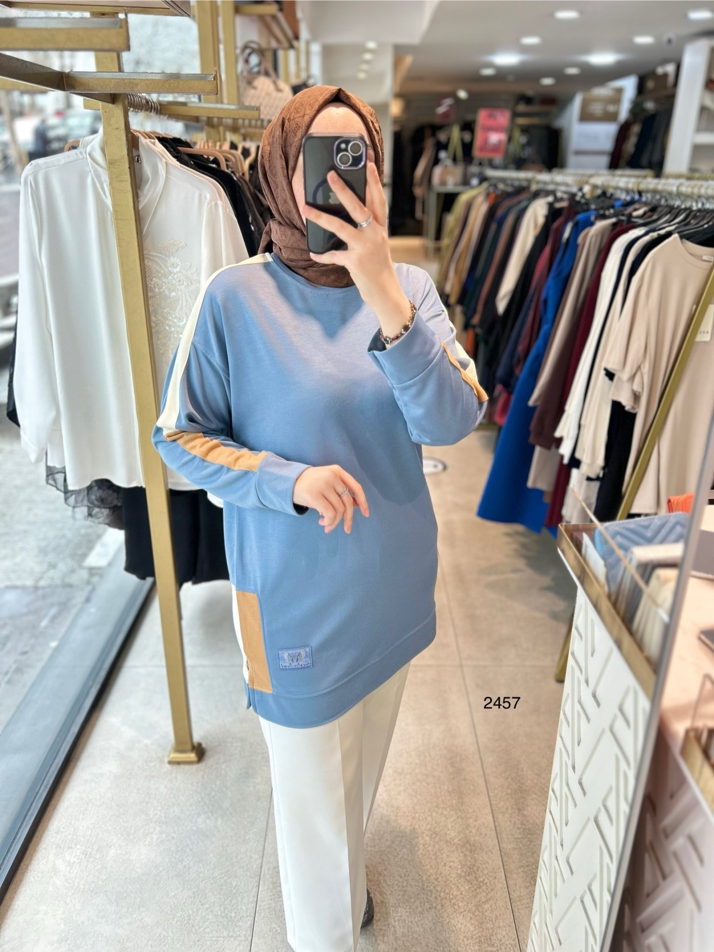 2457 Panch Detaylı Spor Tunik