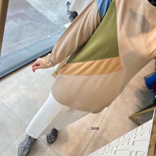 2458 Yan Üçgen Detaylı Spor Tunik - Görsel 5