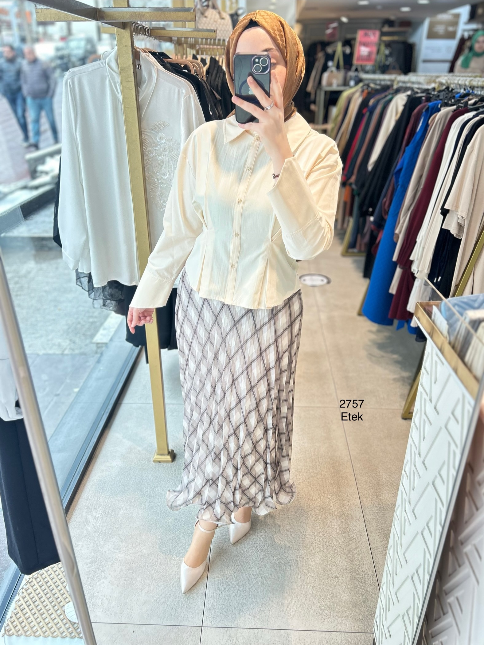 2757 Astarlı Desenli Şifon Etek - Görsel 10