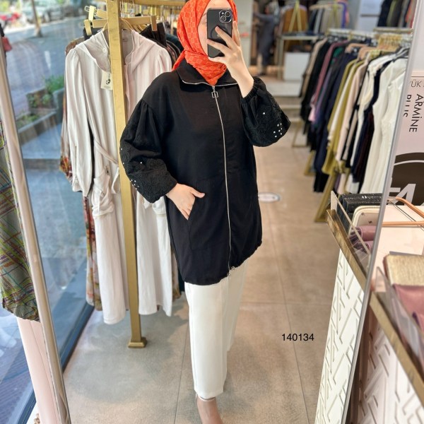 140134 KOLU GÜPÜR DETAYLI TAŞLI FERMUARLI BÜZGÜLÜ KAP - Görsel 19