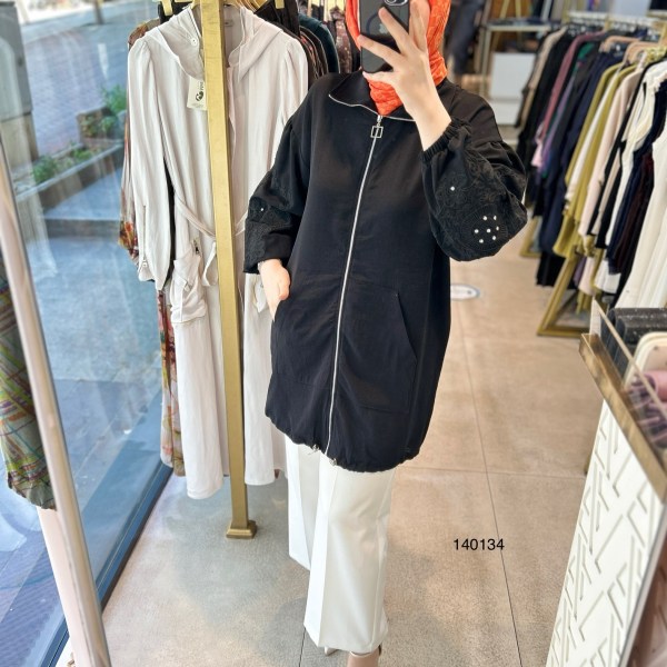 140134 KOLU GÜPÜR DETAYLI TAŞLI FERMUARLI BÜZGÜLÜ KAP - Görsel 15