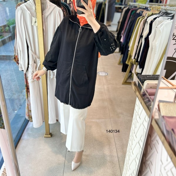 140134 KOLU GÜPÜR DETAYLI TAŞLI FERMUARLI BÜZGÜLÜ KAP - Görsel 6