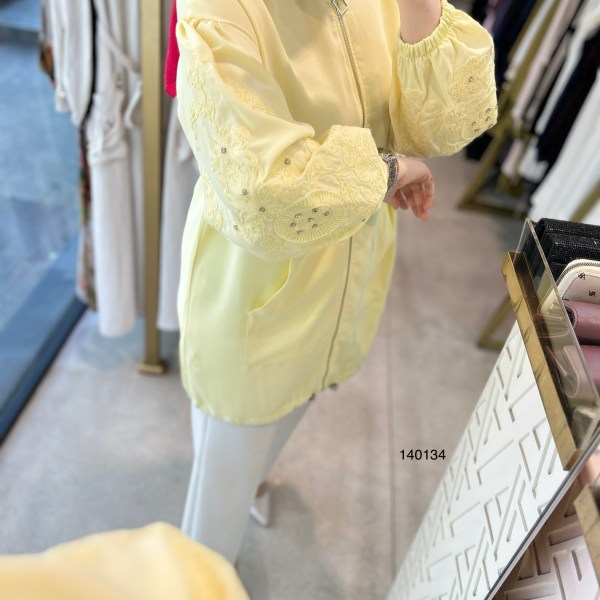 140134 KOLU GÜPÜR DETAYLI TAŞLI FERMUARLI BÜZGÜLÜ KAP - Görsel 8