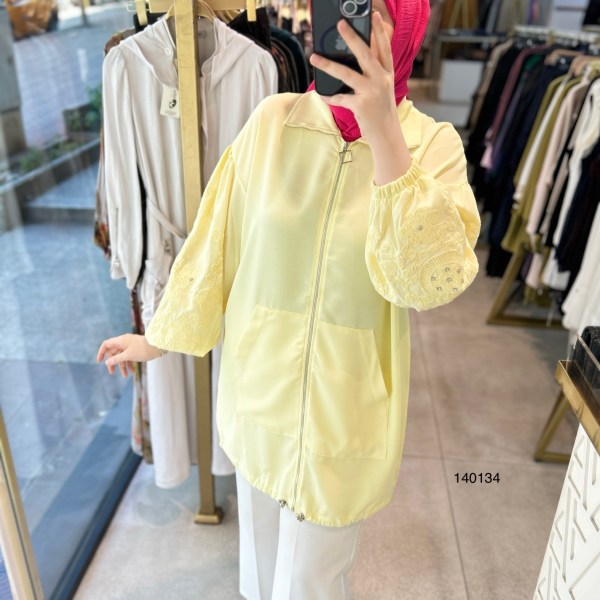 140134 KOLU GÜPÜR DETAYLI TAŞLI FERMUARLI BÜZGÜLÜ KAP - Görsel 9