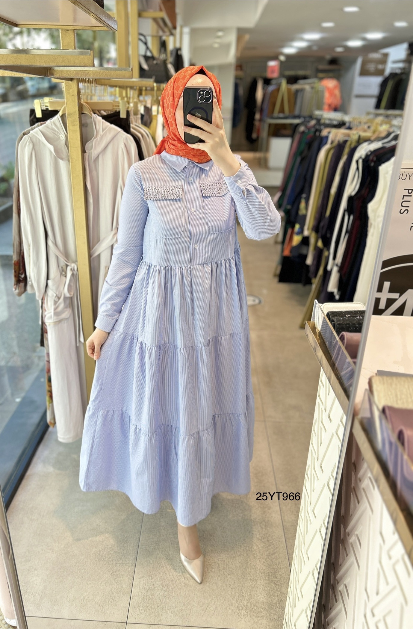 ARMİNE TREND 25YT966 CEP DETAYI TAŞLI GÖMLEK ELBİSE