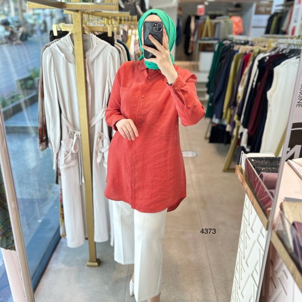 4373 ÖNÜ KISA ARKASI UZUN GÖMLEK - Görsel 12