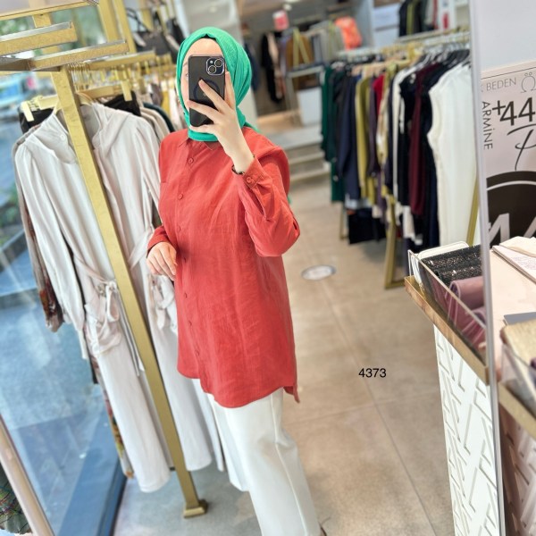 4373 ÖNÜ KISA ARKASI UZUN GÖMLEK - Görsel 13