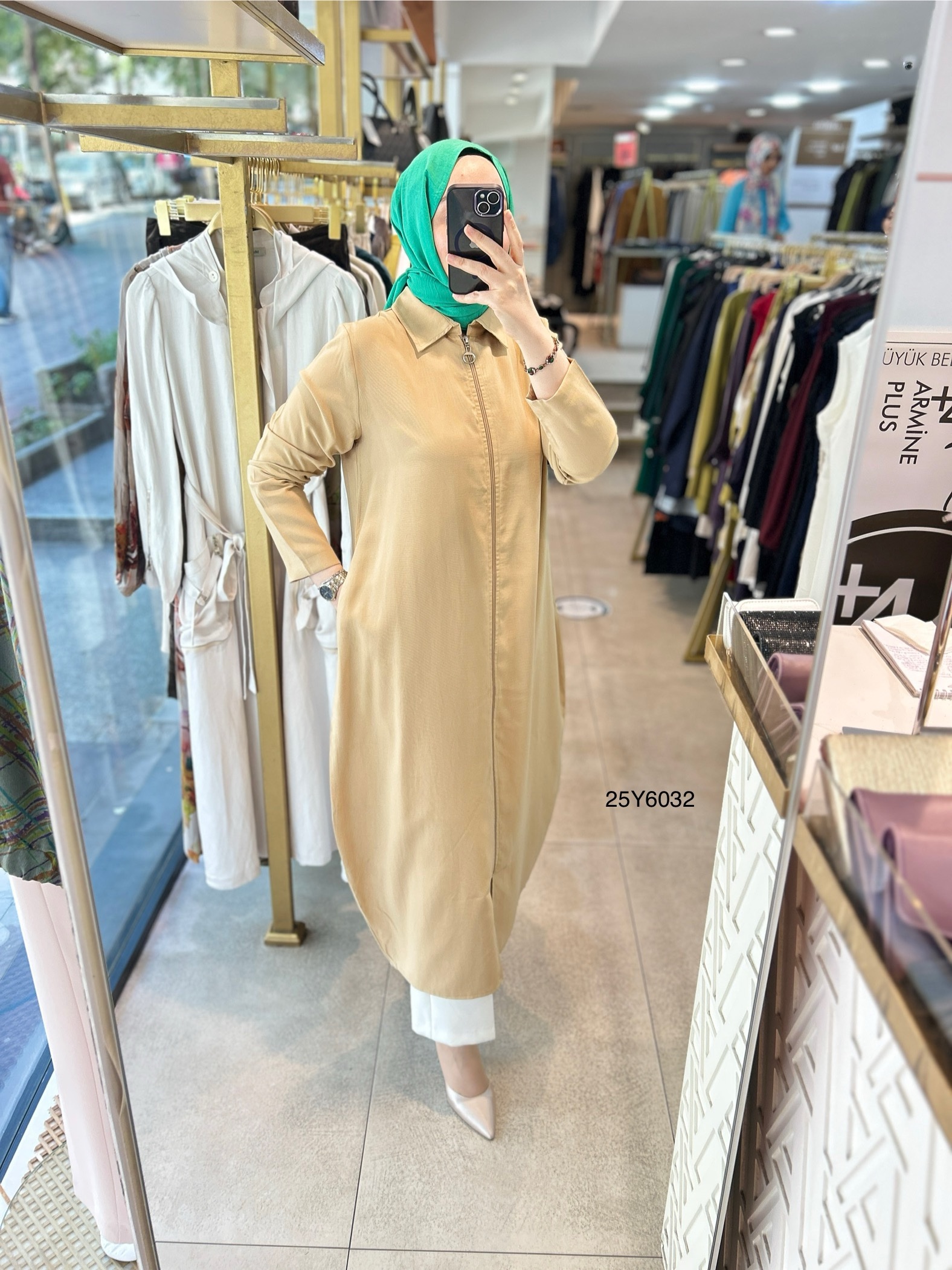 25Y6032 GENİŞ KESİM GÖMLEK YAKA FERMUARLI KAP - Görsel 10