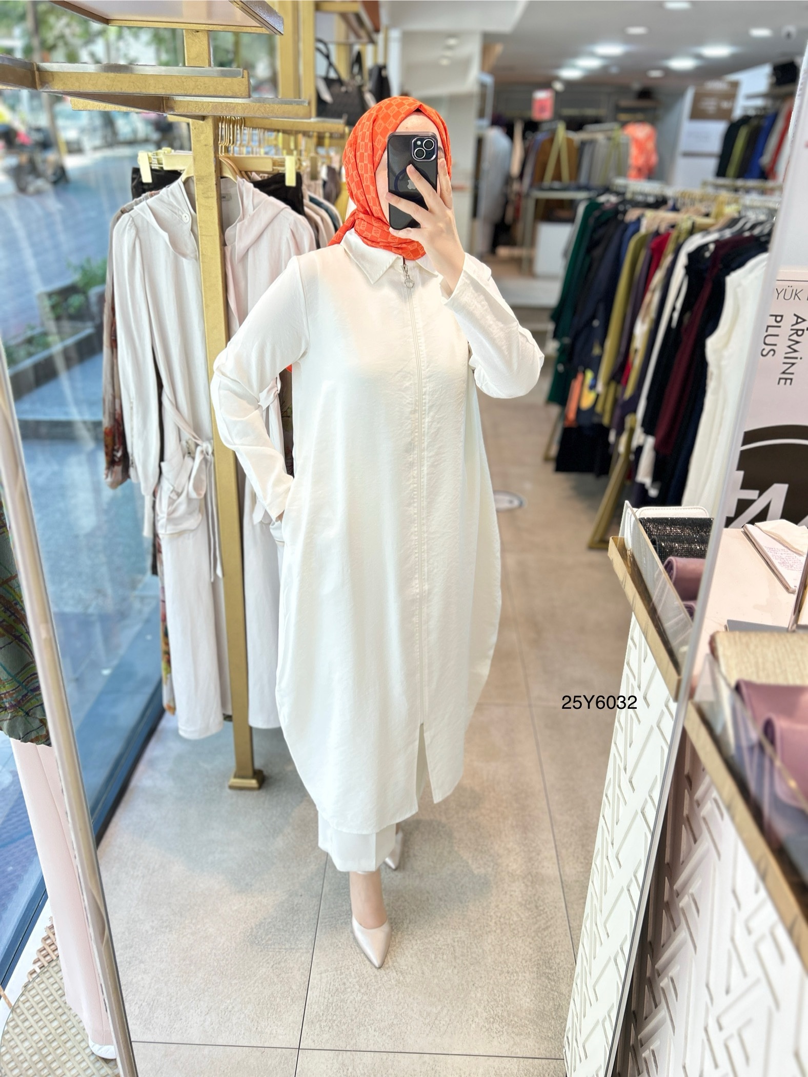 25Y6032 GENİŞ KESİM GÖMLEK YAKA FERMUARLI KAP - Görsel 13