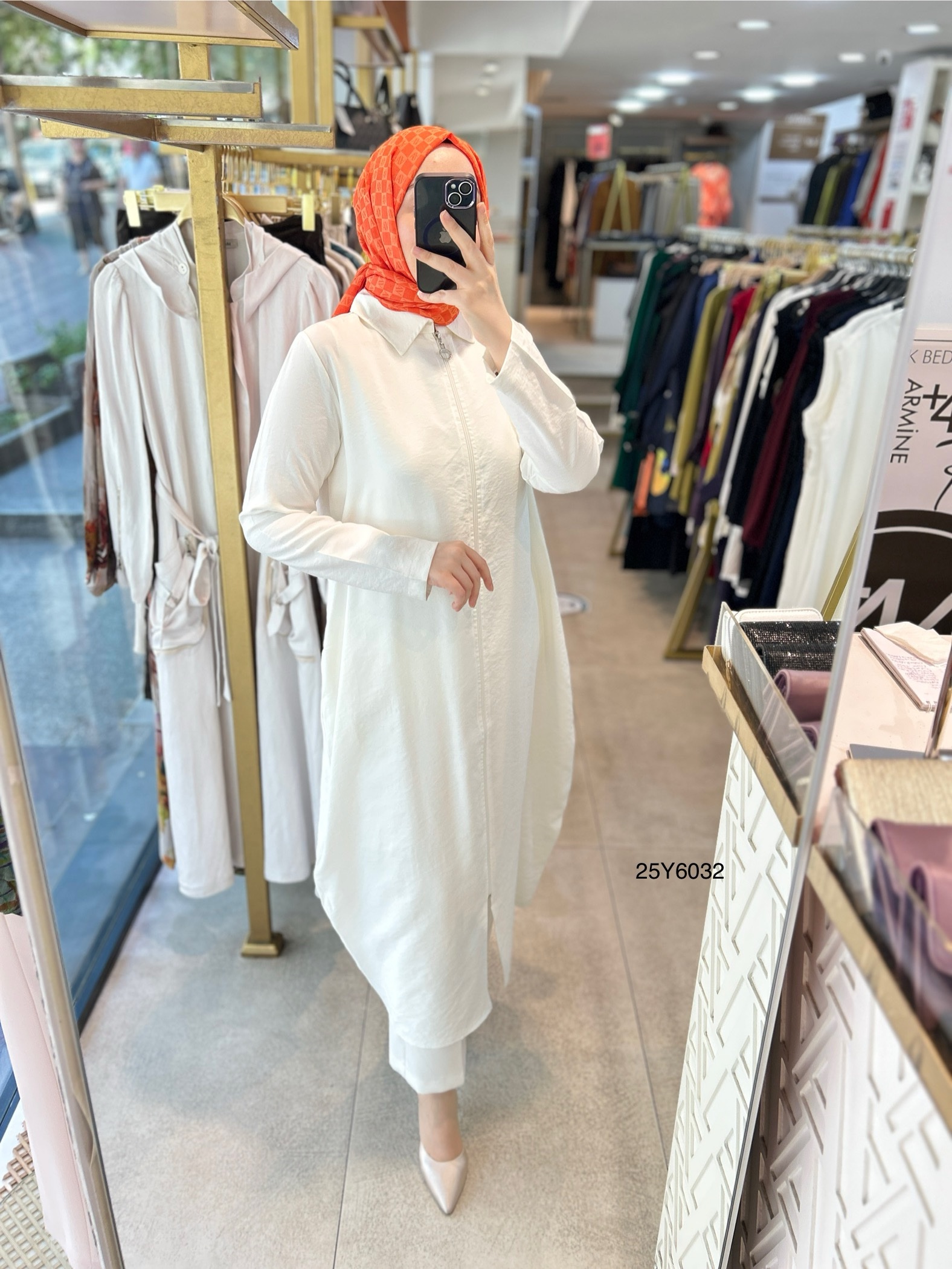 25Y6032 GENİŞ KESİM GÖMLEK YAKA FERMUARLI KAP - Görsel 11