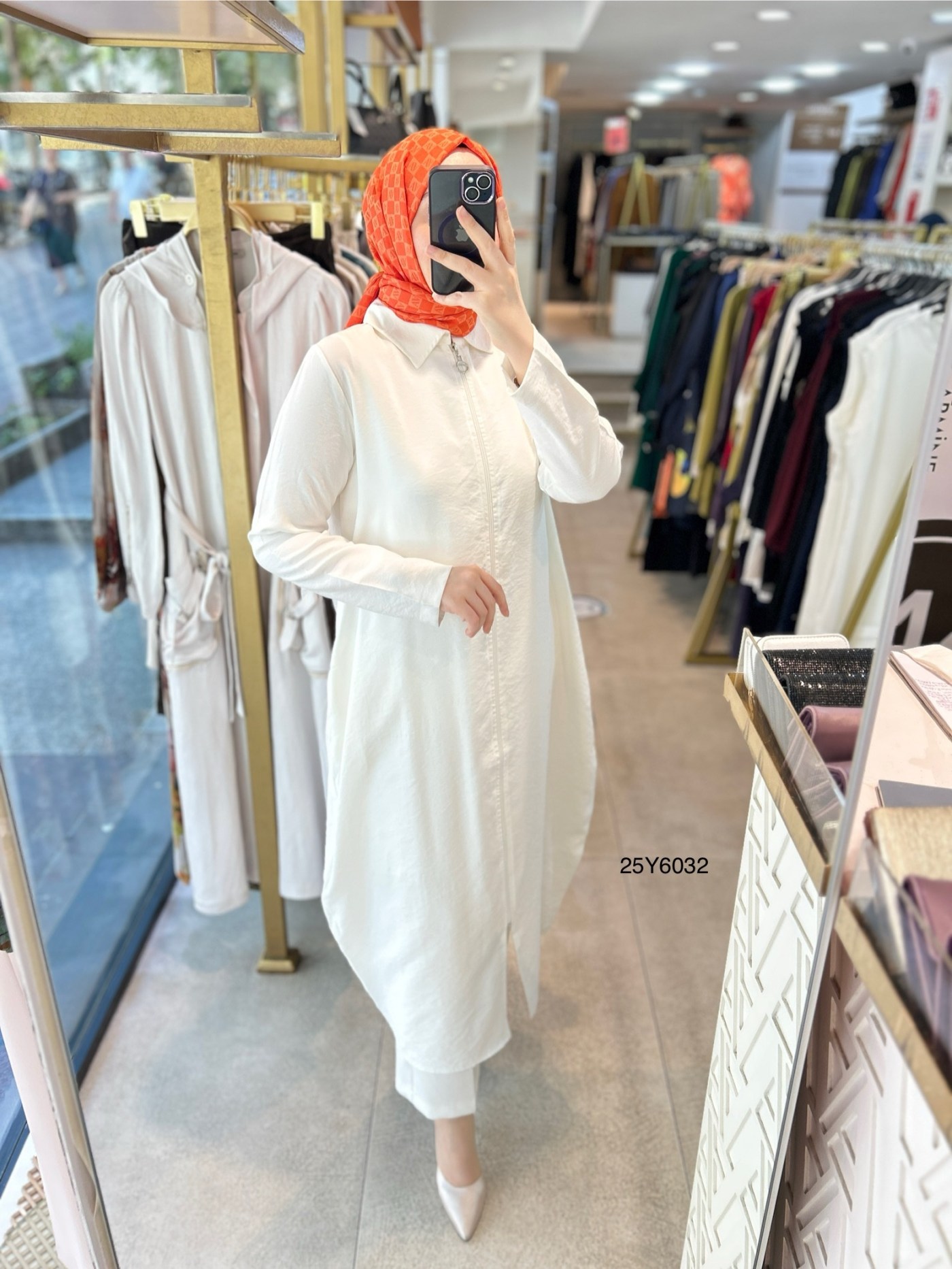 25Y6032 GENİŞ KESİM GÖMLEK YAKA FERMUARLI KAP