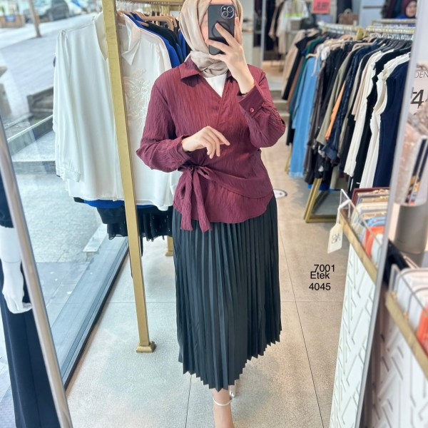 7001 Bel Detaylı Gömlek - Görsel 12