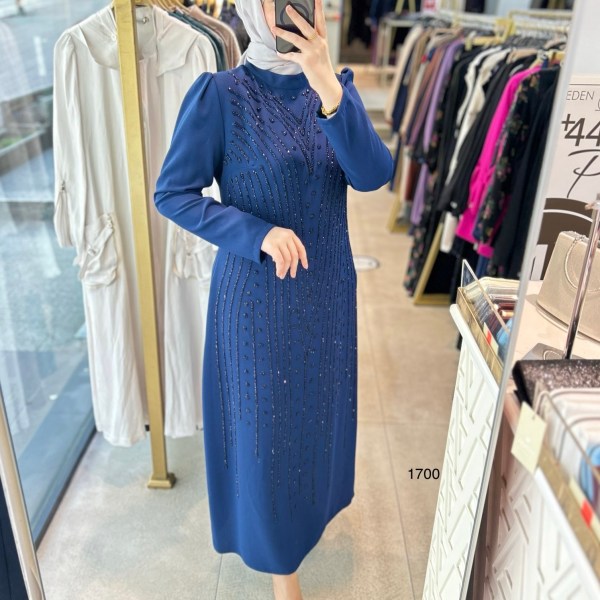 1700 ÖNÜ TAŞ DETAYLI ELBİSE - Görsel 5