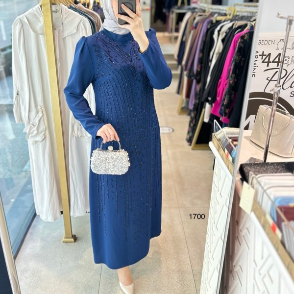 1700 ÖNÜ TAŞ DETAYLI ELBİSE - Görsel 10