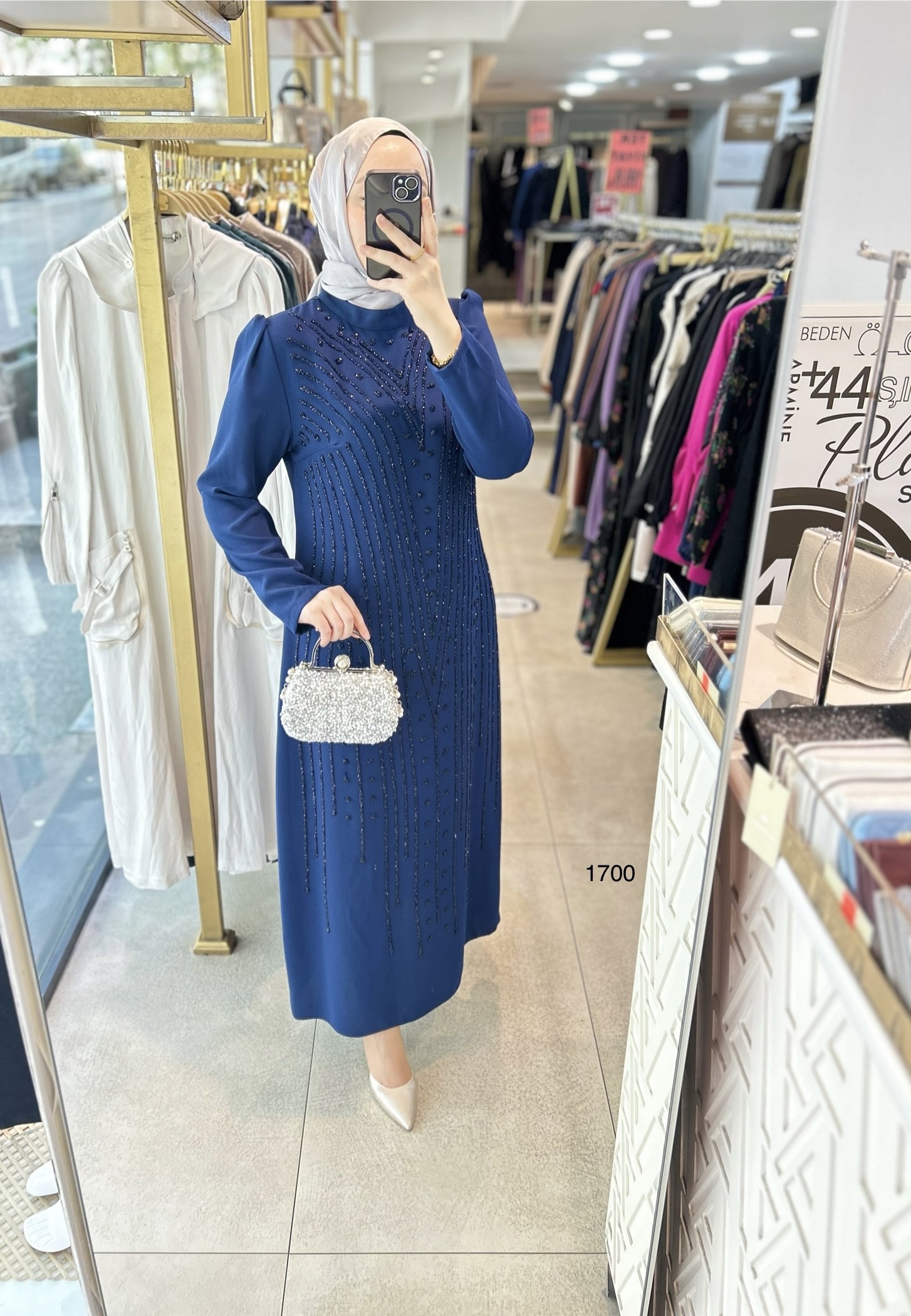 1700 ÖNÜ TAŞ DETAYLI ELBİSE - Görsel 8