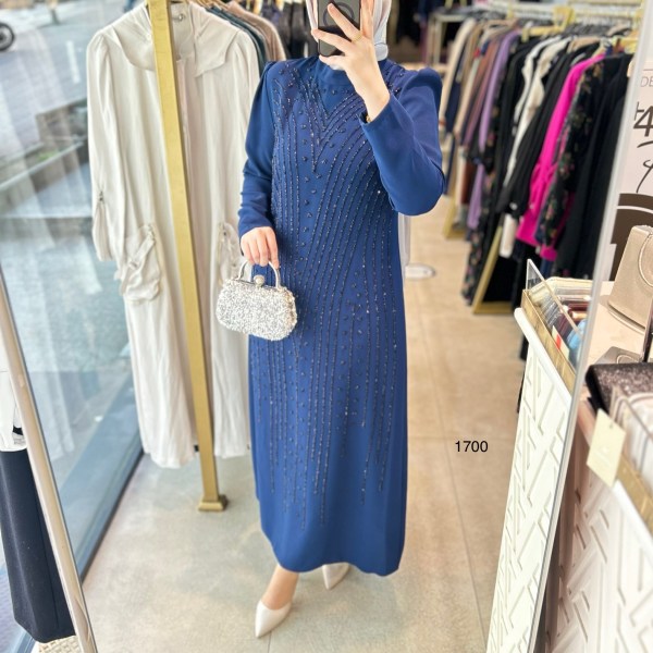 1700 ÖNÜ TAŞ DETAYLI ELBİSE - Görsel 14