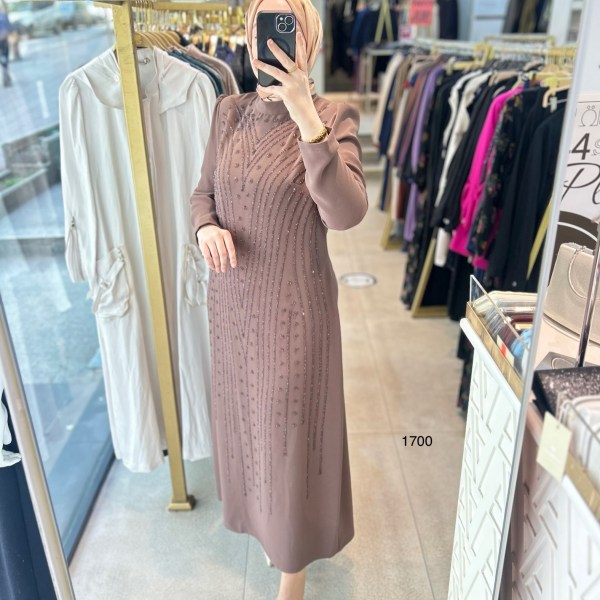 1700 ÖNÜ TAŞ DETAYLI ELBİSE - Görsel 2