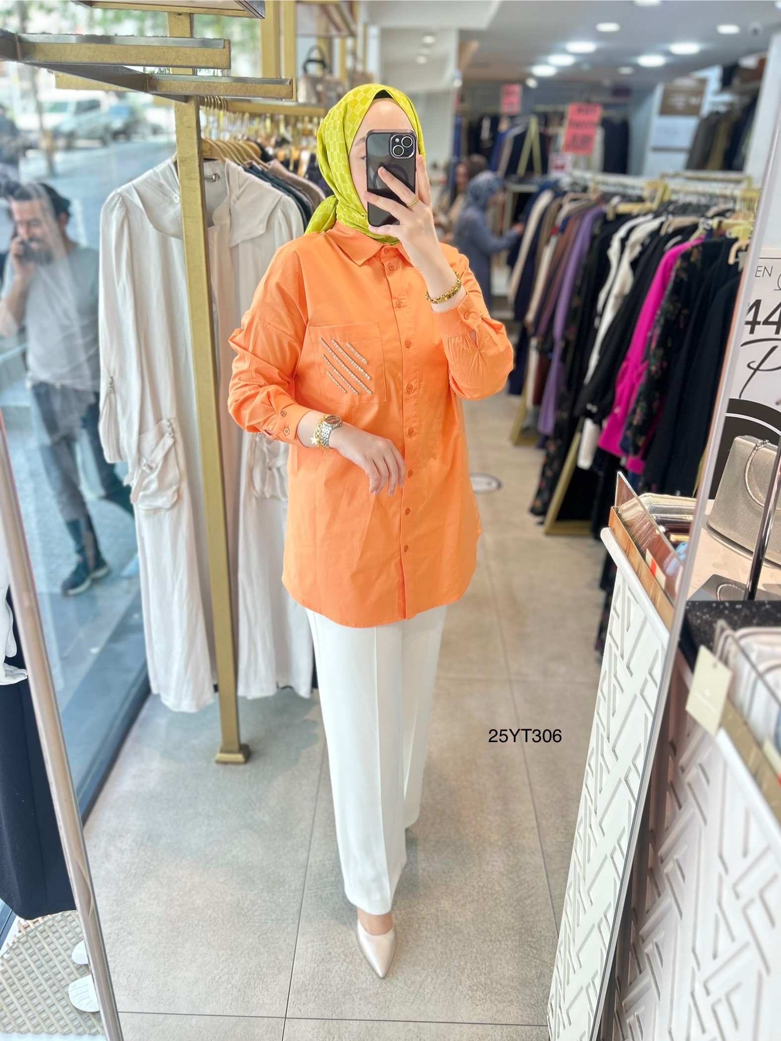 ARMİNE TREND Gömlek Yaka Taş Detaylı Tunik 25YT306 - Görsel 2