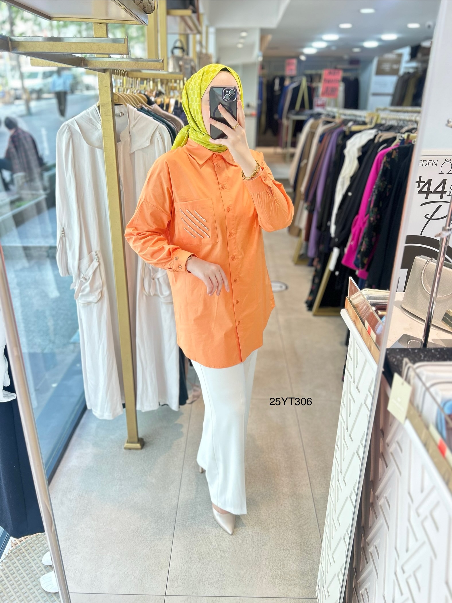 ARMİNE TREND Gömlek Yaka Taş Detaylı Tunik 25YT306 - Görsel 1