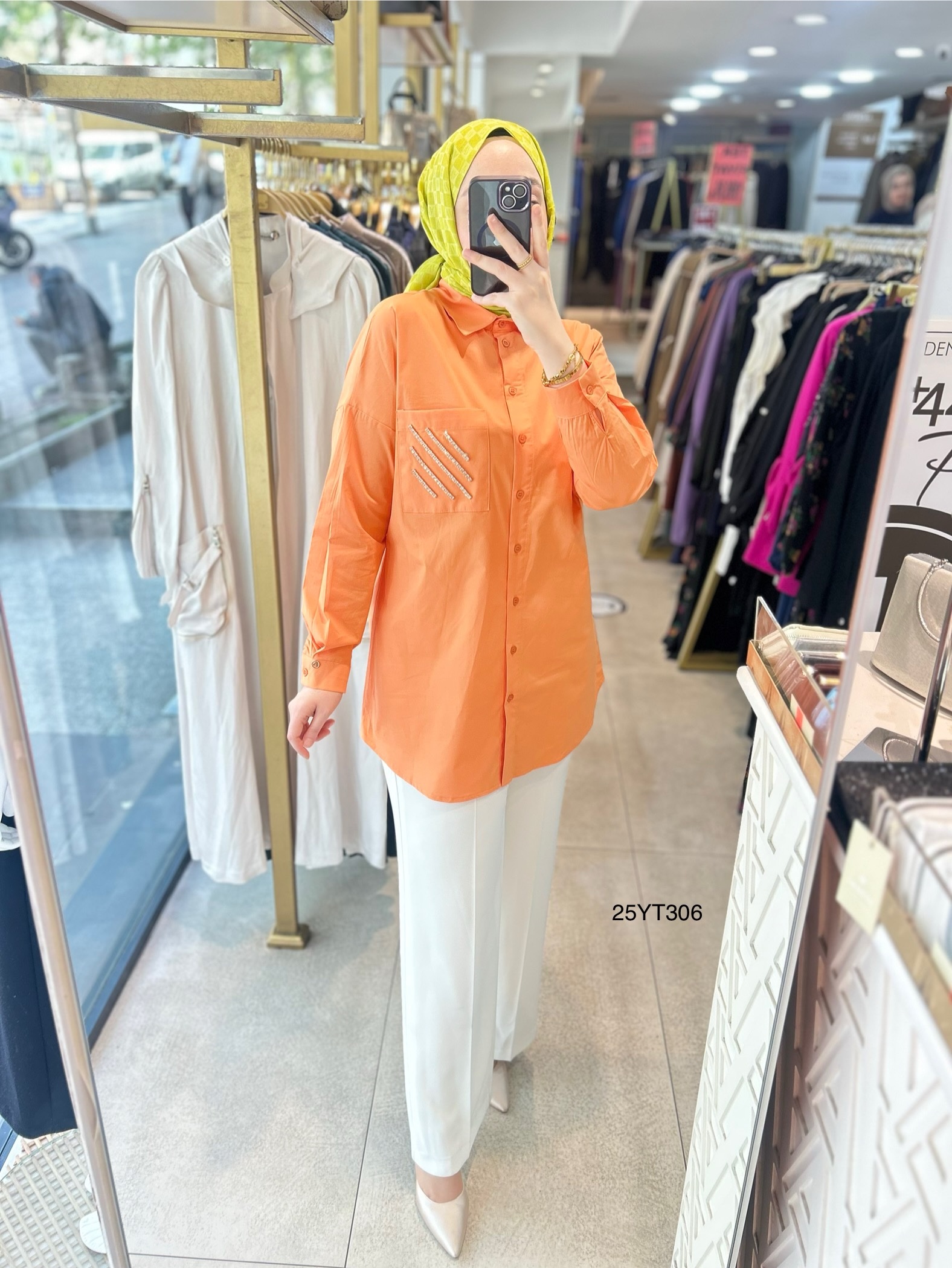 ARMİNE TREND Gömlek Yaka Taş Detaylı Tunik 25YT306 - Görsel 3