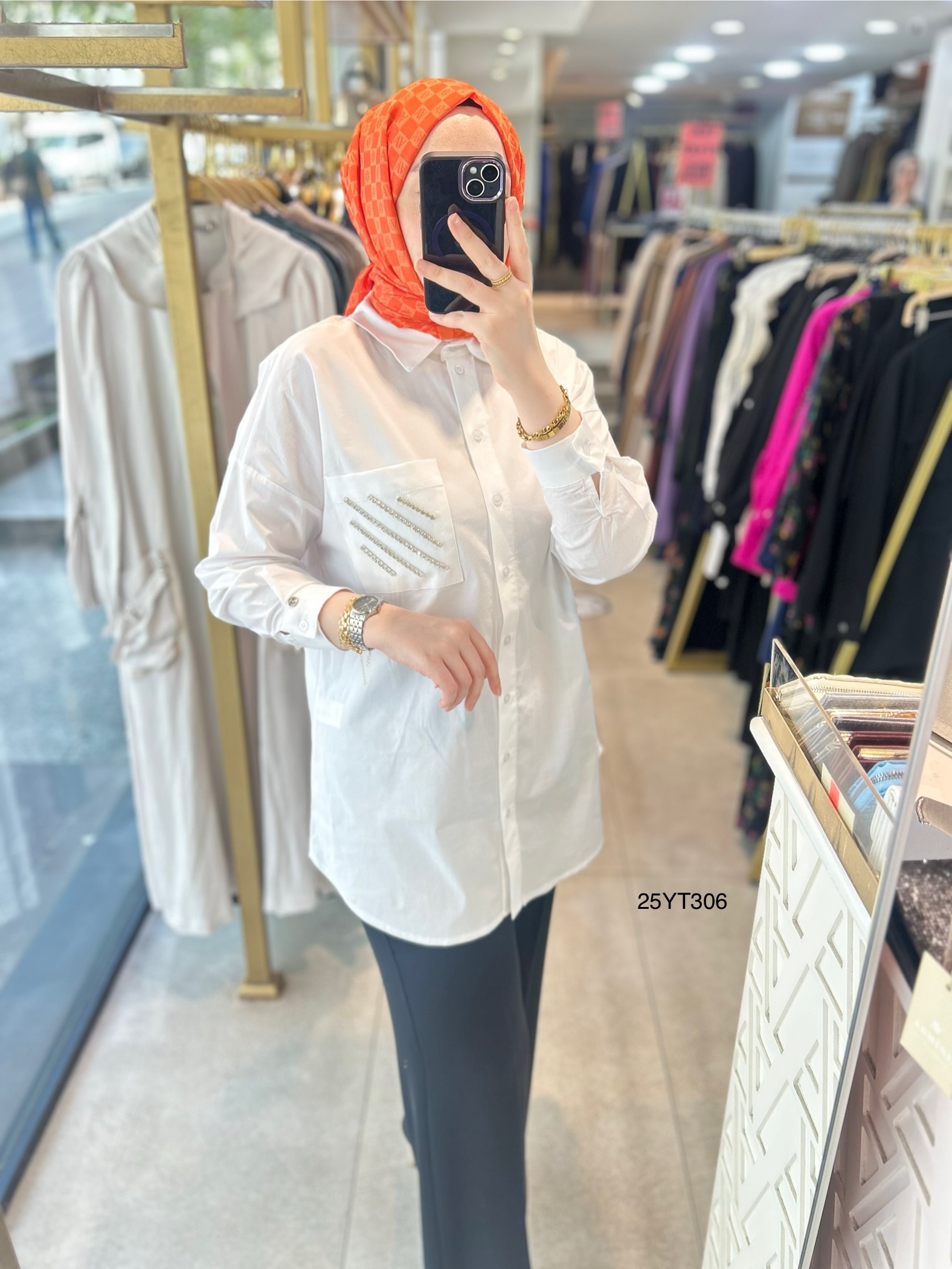 ARMİNE TREND Gömlek Yaka Taş Detaylı Tunik 25YT306 - Görsel 11