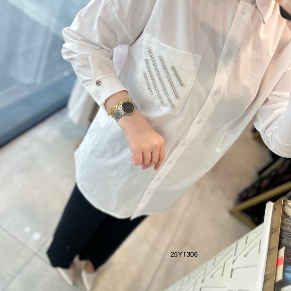 ARMİNE TREND Gömlek Yaka Taş Detaylı Tunik 25YT306 - Görsel 6