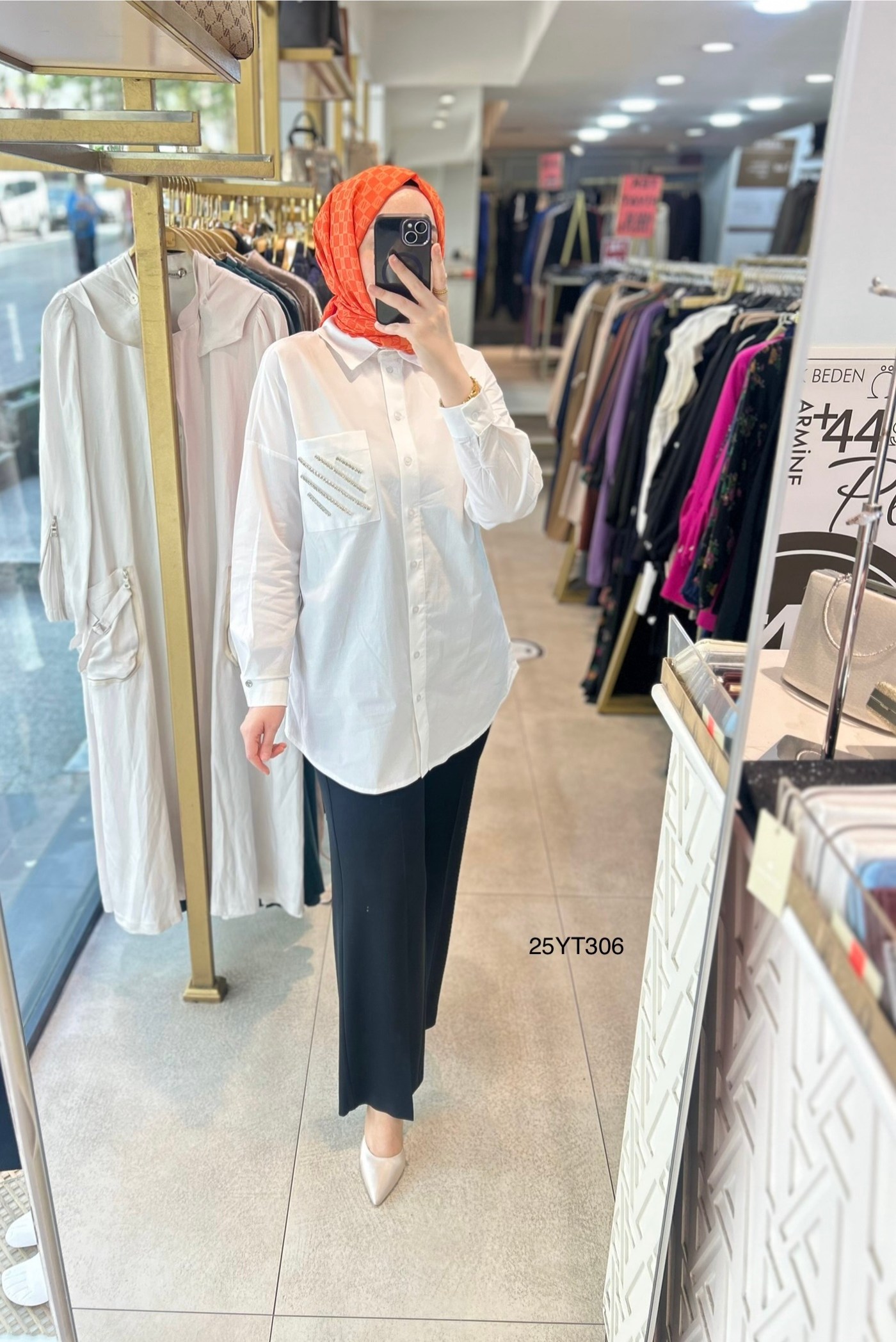 ARMİNE TREND Gömlek Yaka Taş Detaylı Tunik 25YT306