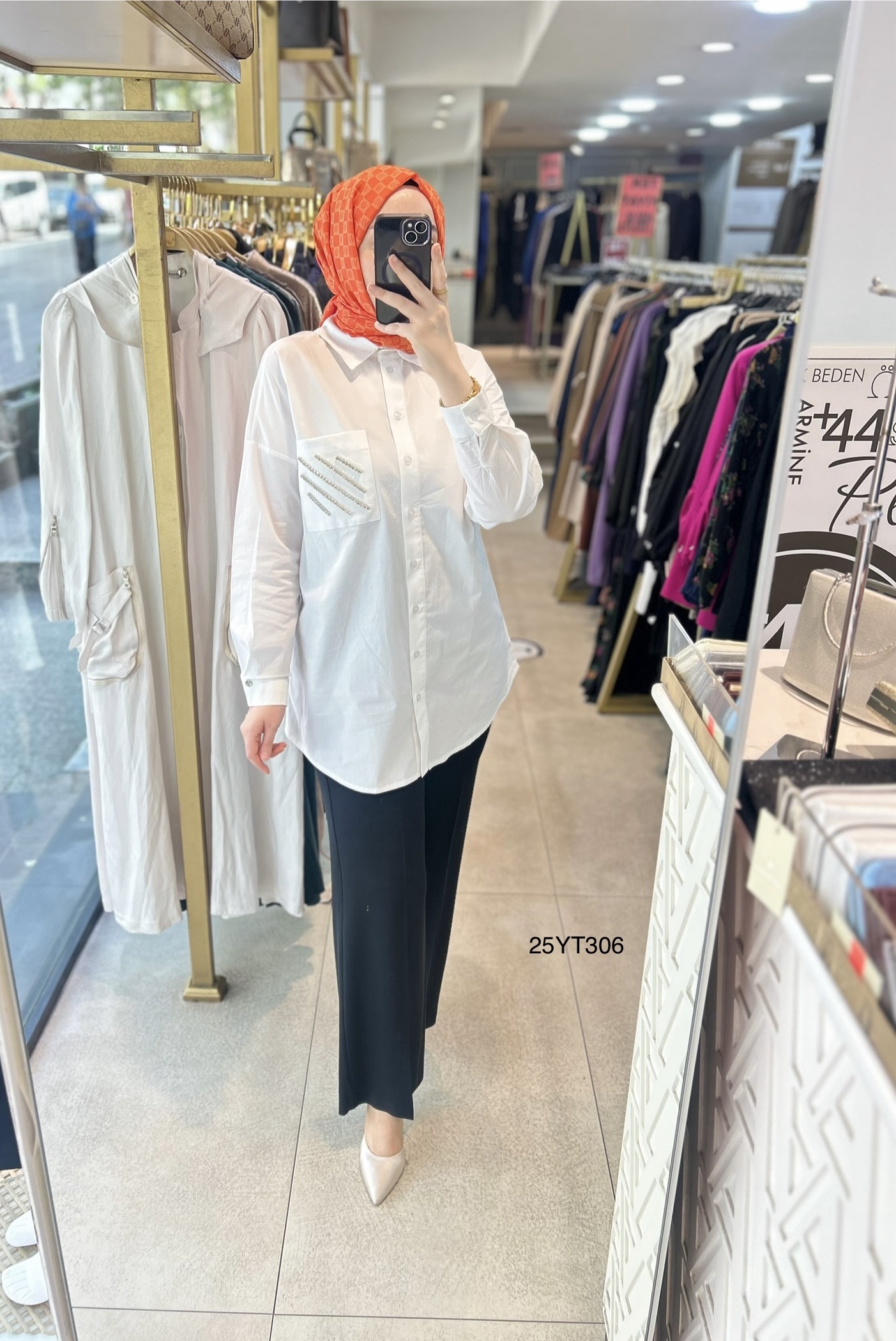 ARMİNE TREND Gömlek Yaka Taş Detaylı Tunik 25YT306 - Görsel 7