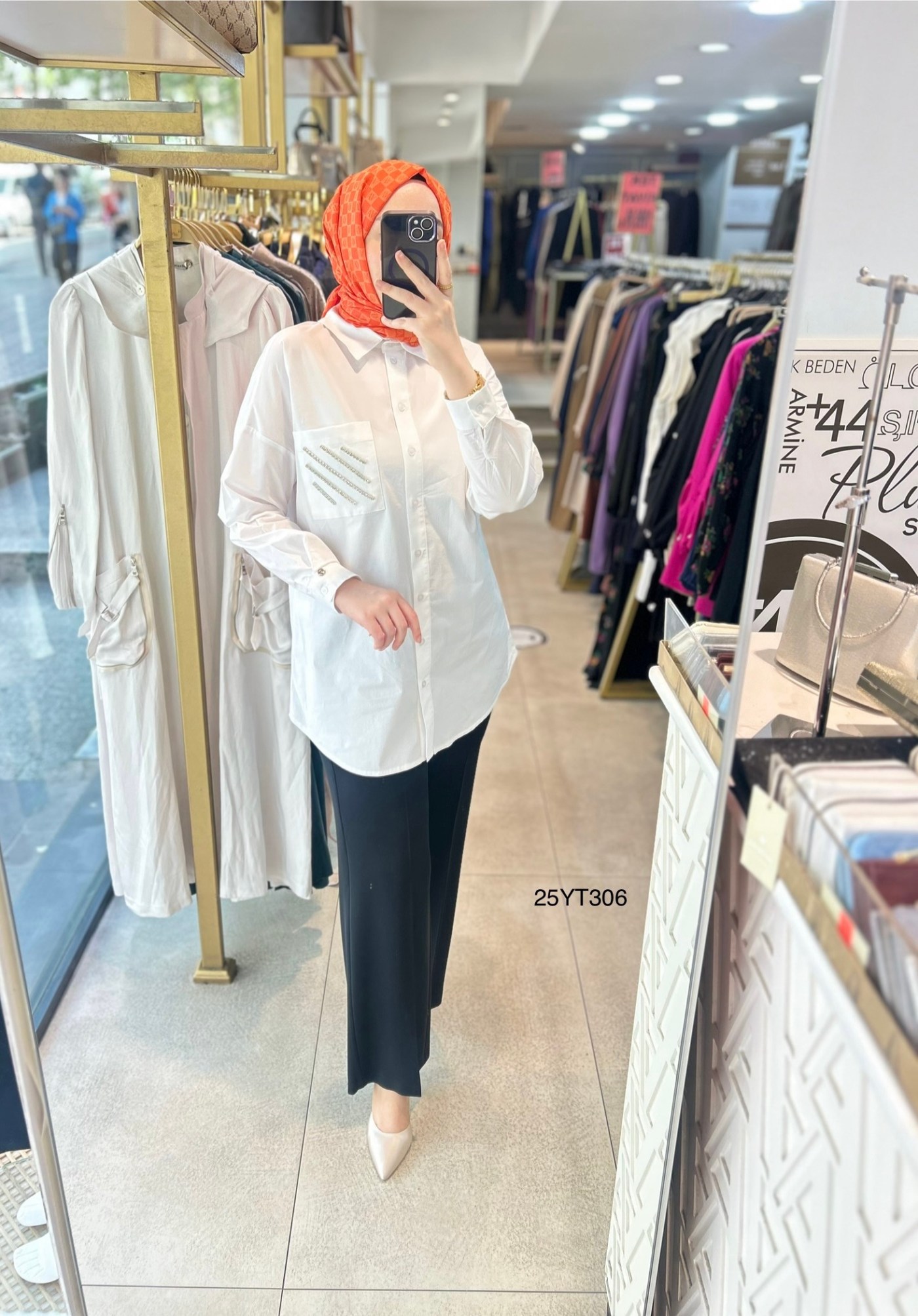 ARMİNE TREND Gömlek Yaka Taş Detaylı Tunik 25YT306