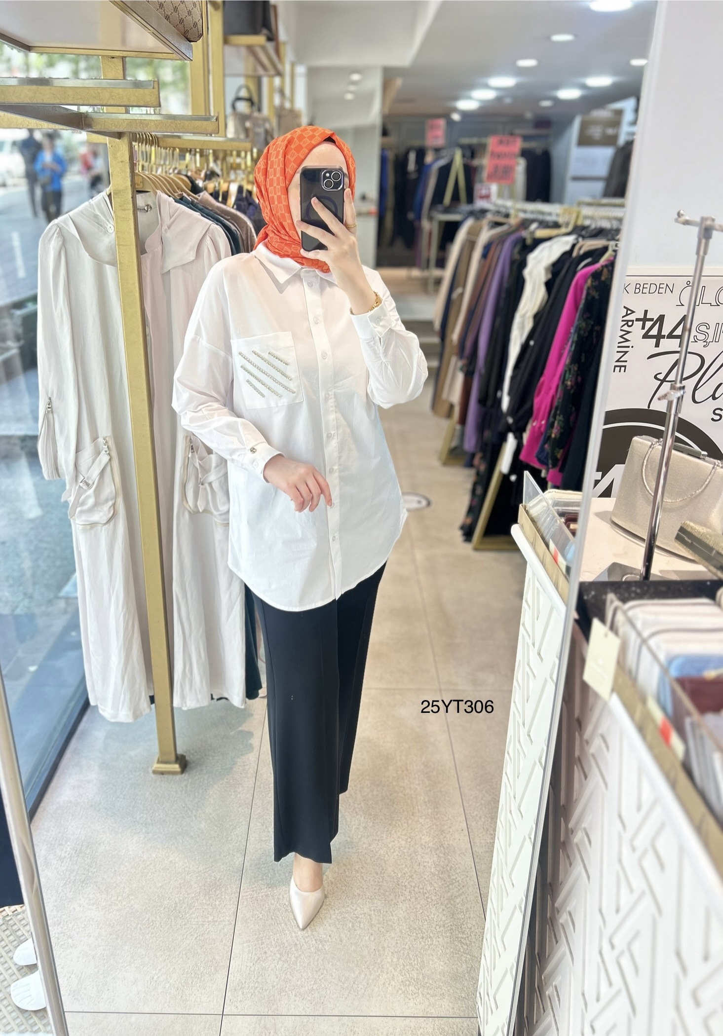 ARMİNE TREND Gömlek Yaka Taş Detaylı Tunik 25YT306 - Görsel 4