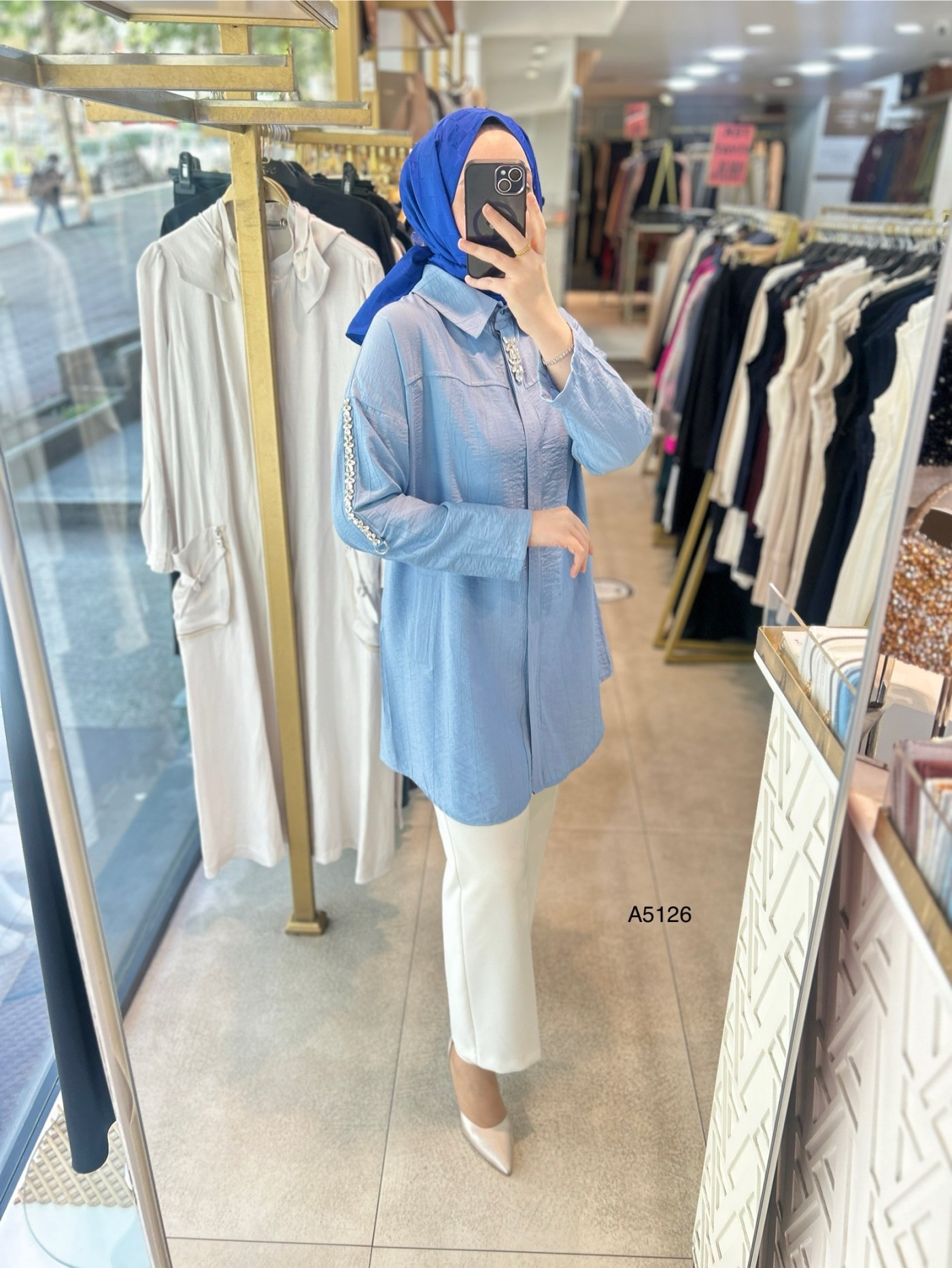 5126 KOLU TAŞ DETAYLI TUNİK