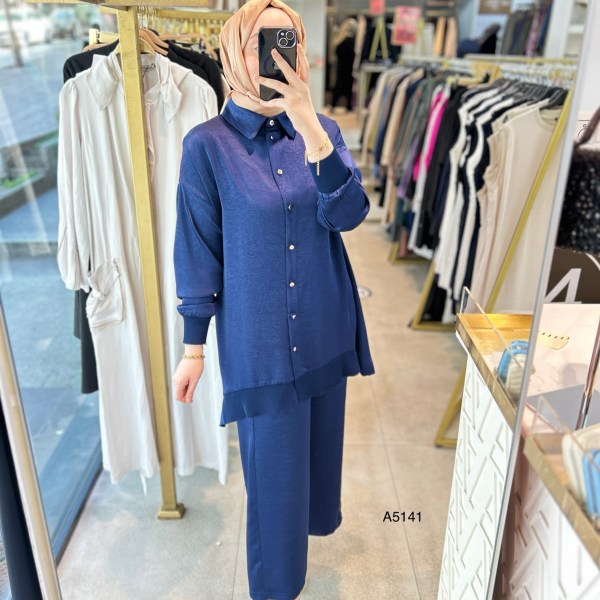 A5141 RİBANA DETAYLI PANTOLONLU TAKIM - Görsel 1