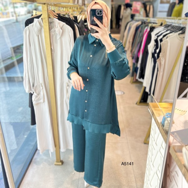 A5141 RİBANA DETAYLI PANTOLONLU TAKIM - Görsel 7