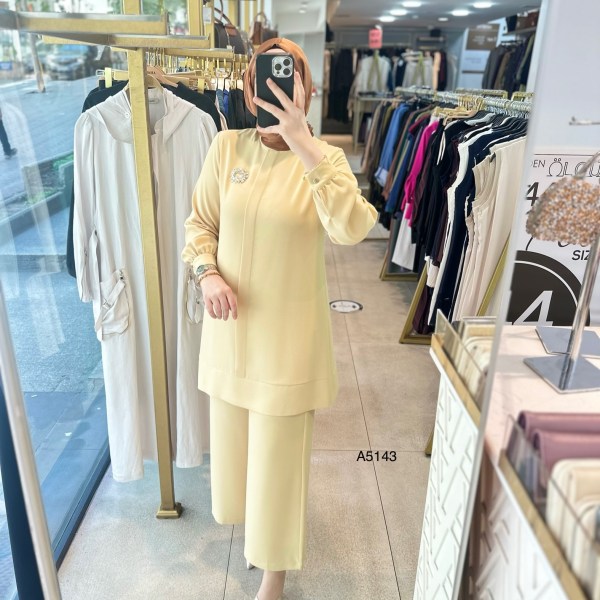 A5143 Broş Detaylı Pantolonlu Takım - Görsel 9