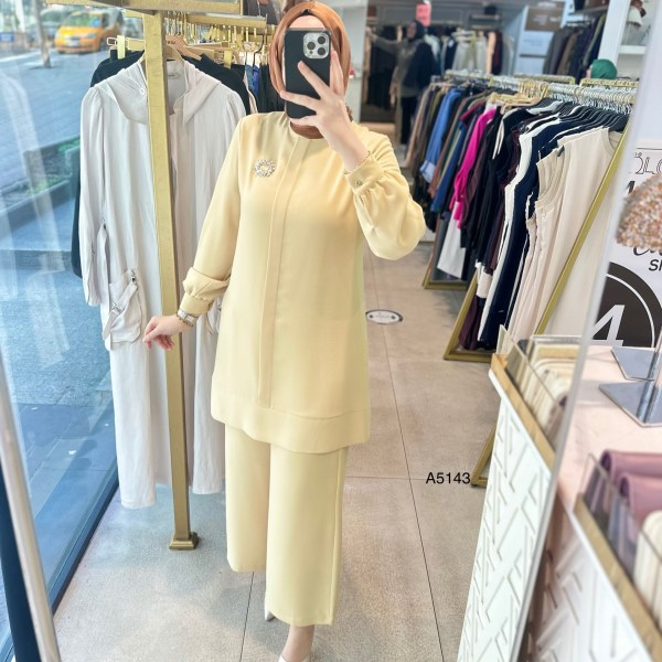 A5143 Broş Detaylı Pantolonlu Takım - Görsel 14