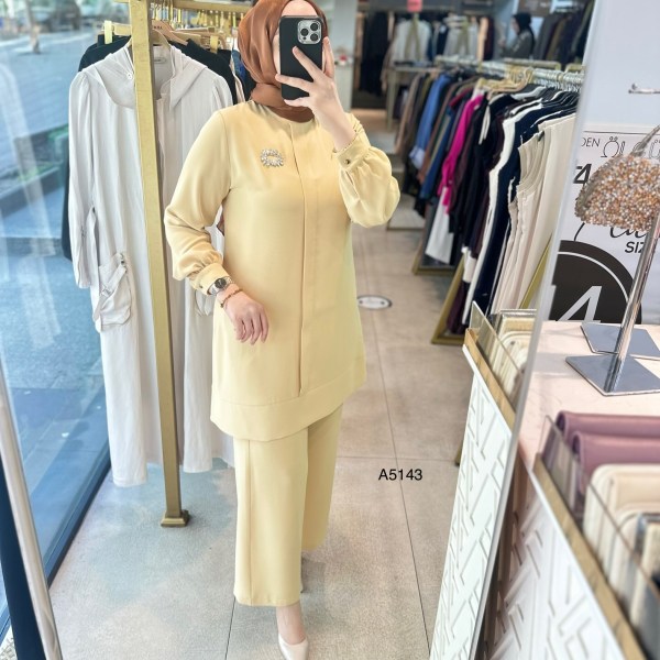 A5143 Broş Detaylı Pantolonlu Takım - Görsel 15