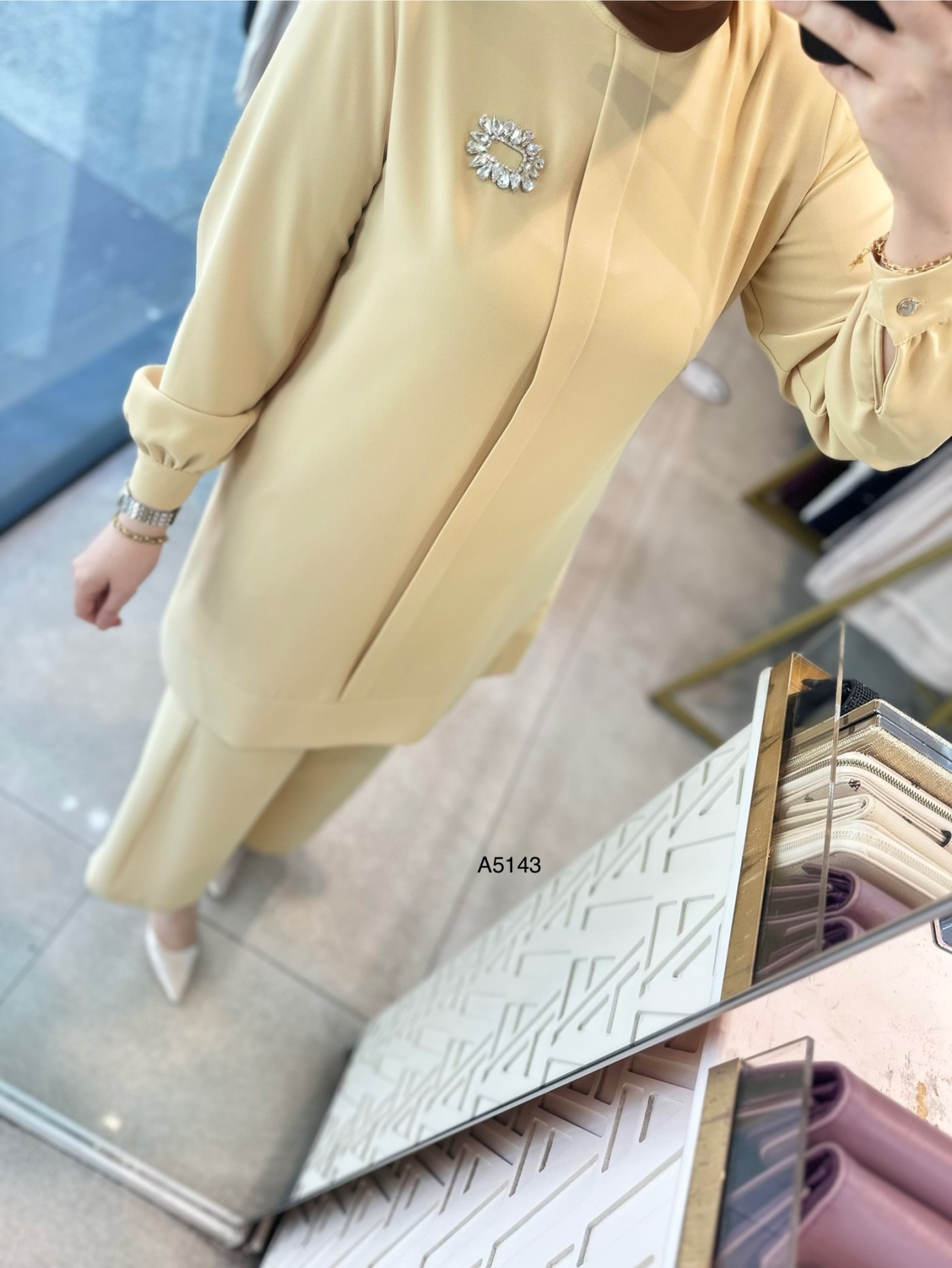 A5143 Broş Detaylı Pantolonlu Takım