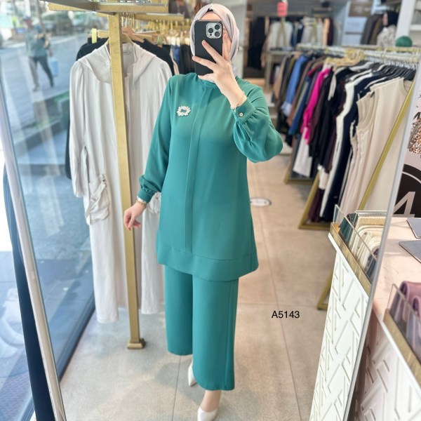 A5143 Broş Detaylı Pantolonlu Takım - Görsel 10