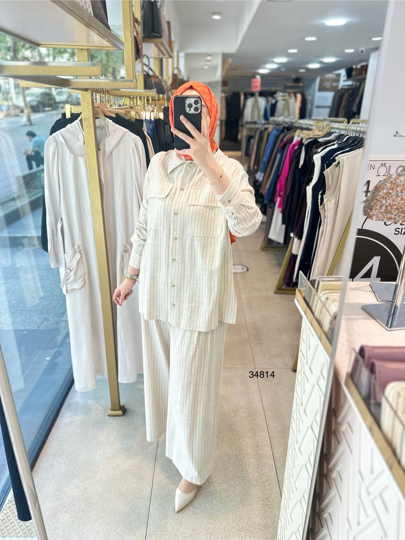 34814 ÇİZGİLİ KETEN TAKIM