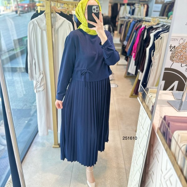 251610 İKİLİ PİLİSELİ ELBİSE - Görsel 2