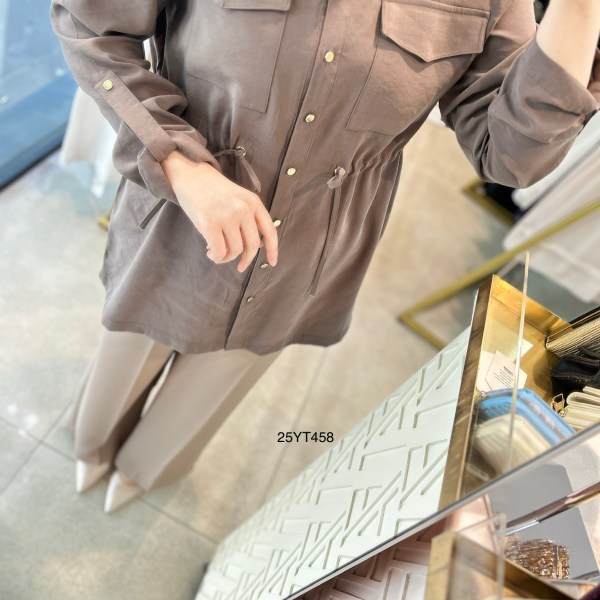 ARMİNE TREND Beli Lastikli Düğmeli Gömlek Yaka Tunik  25YT458 - Görsel 22