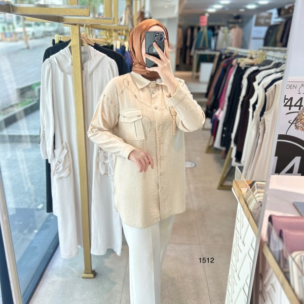 1512 TAŞ DETAYLI TUNİK - Görsel 1