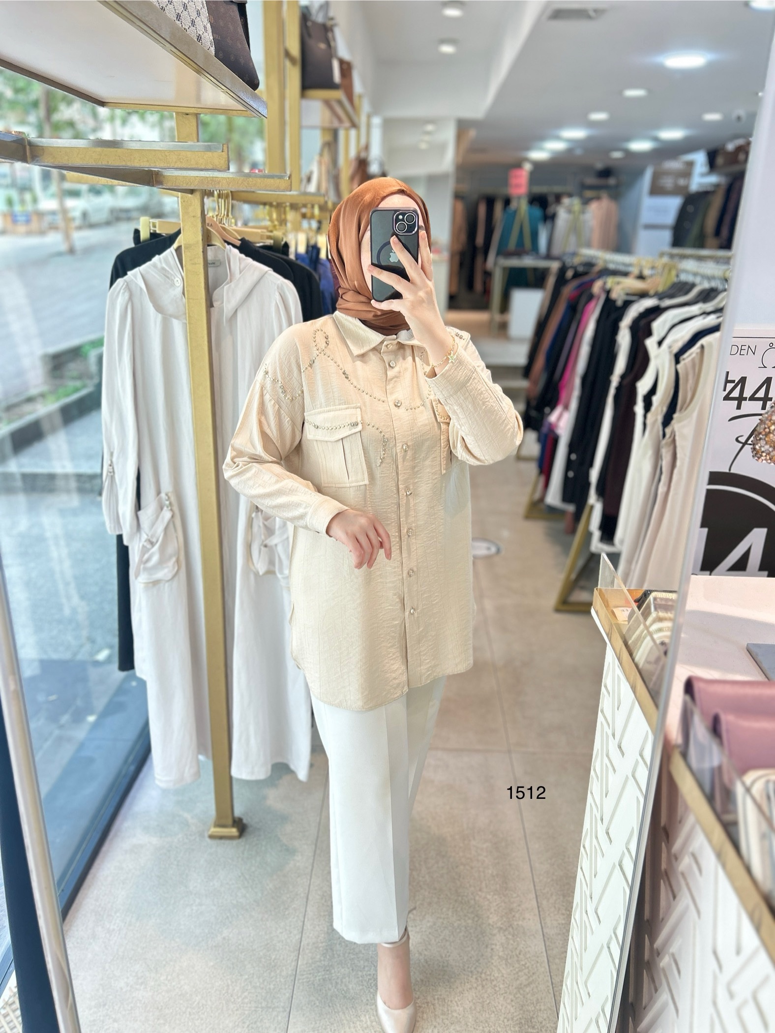 1512 TAŞ DETAYLI TUNİK - Görsel 1