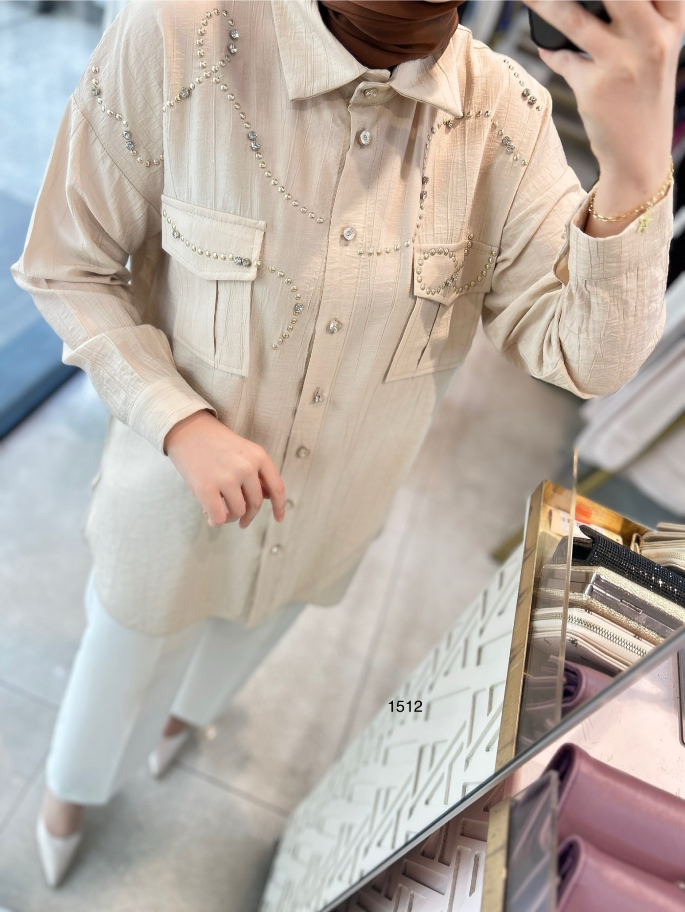 1512 TAŞ DETAYLI TUNİK