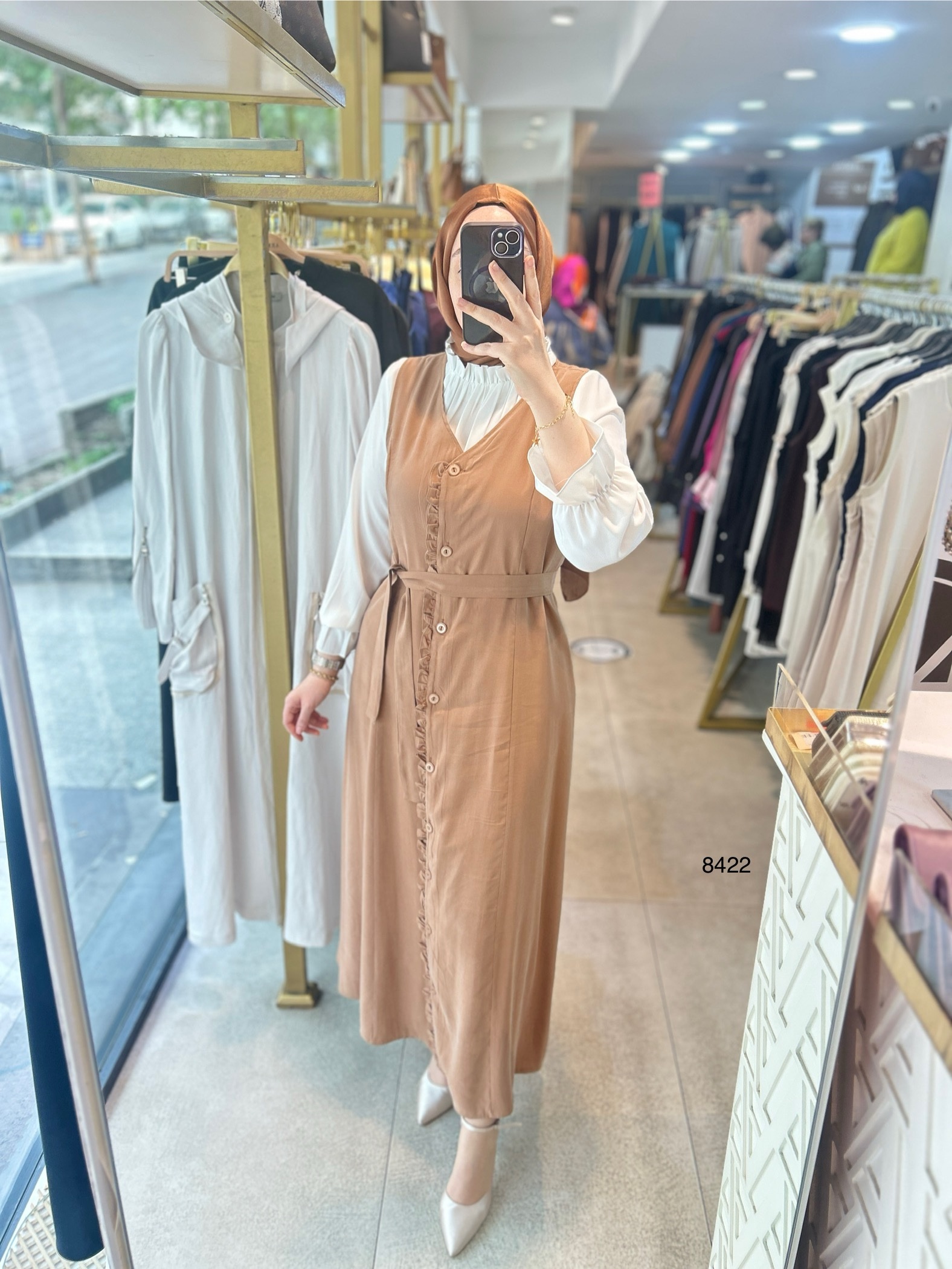 8422 JİLE GÖMLEK ELBİSE - Görsel 1