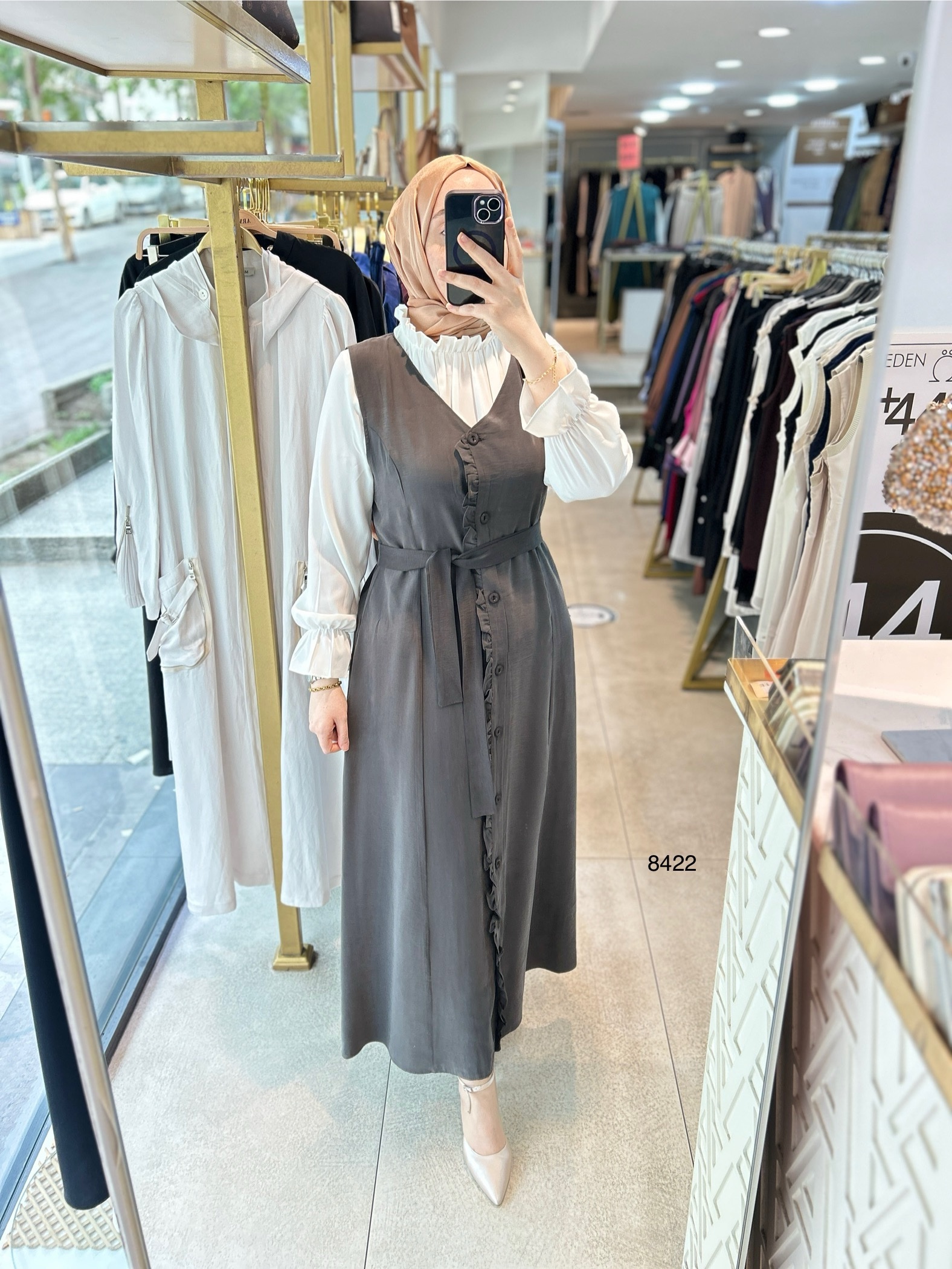 8422 JİLE GÖMLEK ELBİSE - Görsel 12